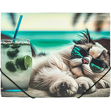 Папка на резинках "Chillout cat", пластик, 15 мм