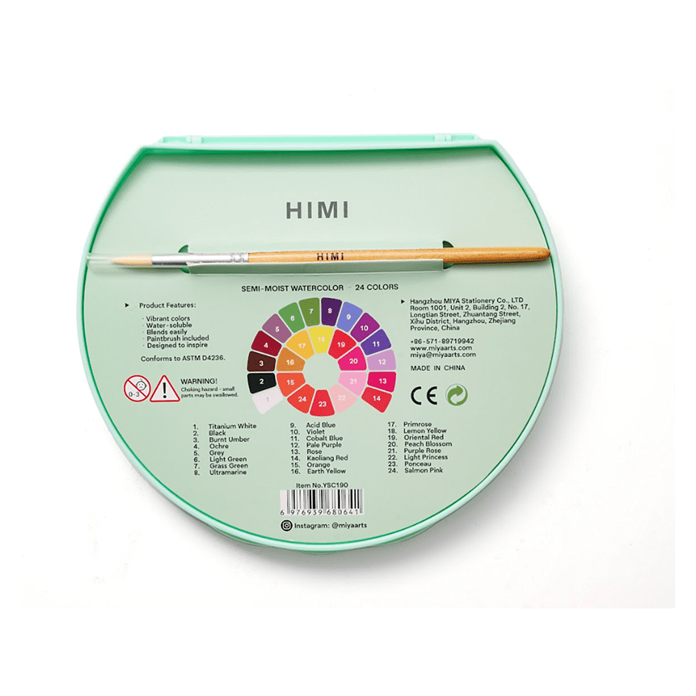 Краски акварельные "Himi", набор, 24 цвета, зелёный футляр - 6
