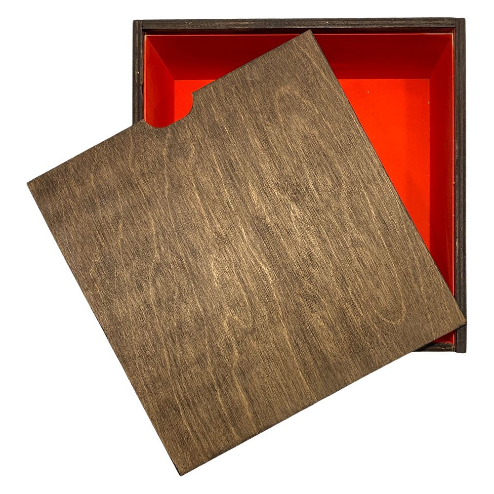 Коробка декоративная "MK-MR", 200x200x100 мм, темно-коричневый, красный