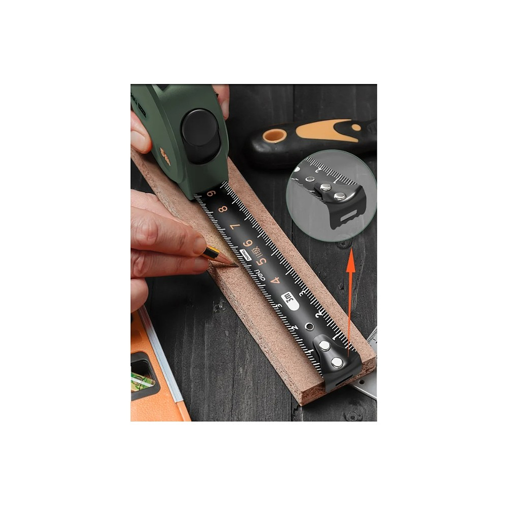 Рулетка Deli HS HT8316L, 3 м х 6 мм, Soft Touch, зеленый - 4