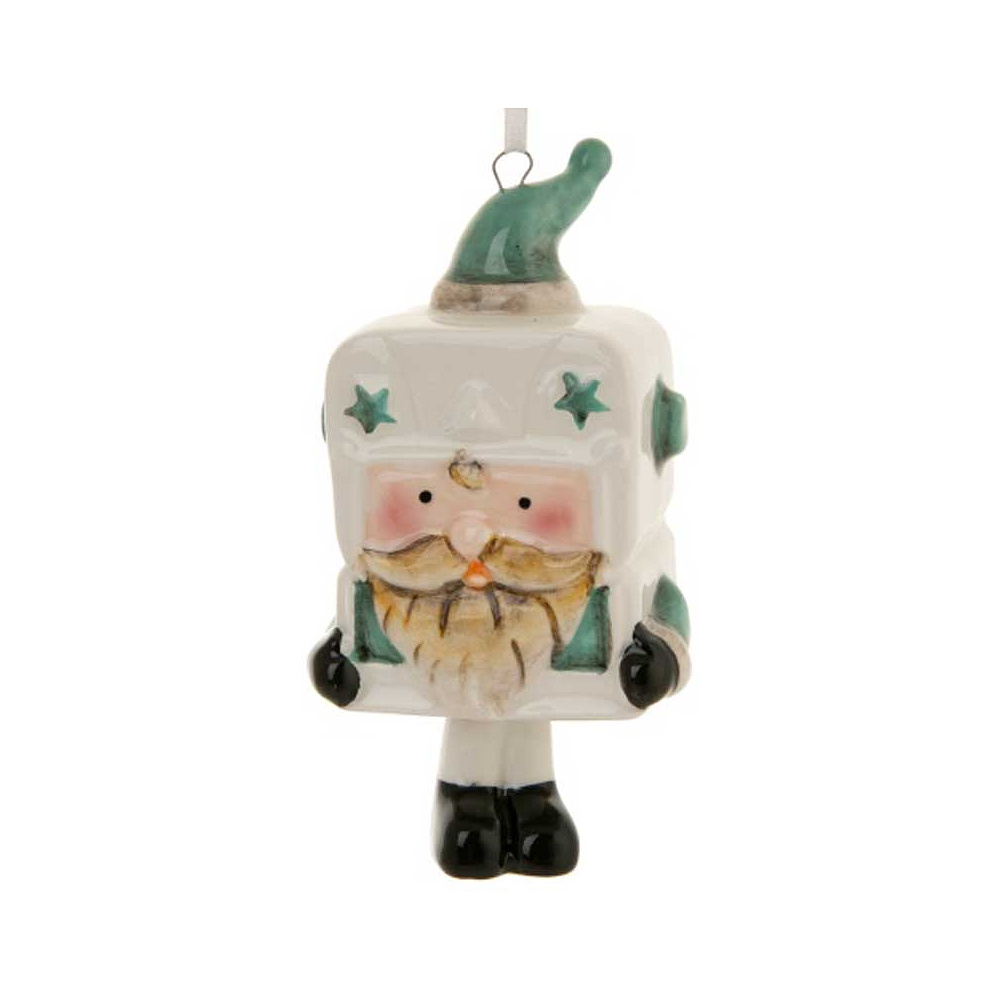 Украшение новогоднее "Дед мороз-колокольчик бирюзовый", белый, зеленый