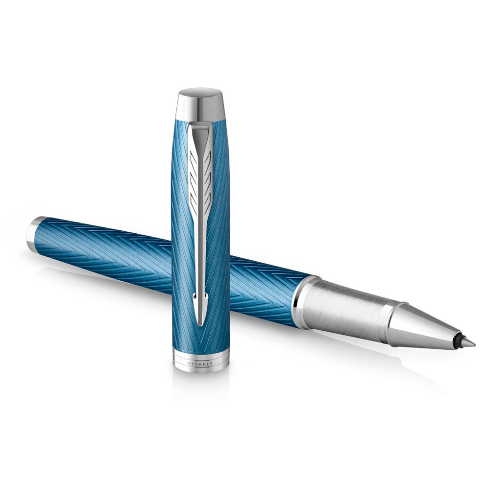 Ручка-роллер Parker "IM Premium Blue Grey CT", 0.5 мм, синий, серый, стерж. черный