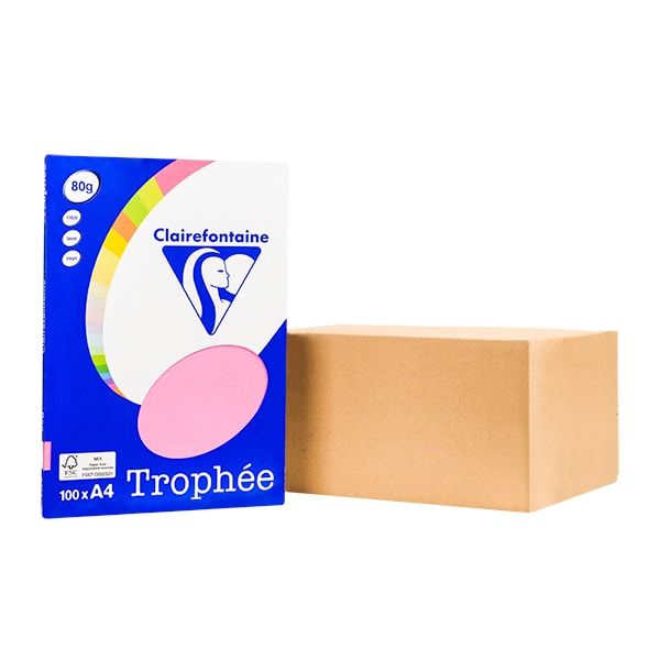 Бумага цветная "Trophée", А4, 100 листов, 80 г/м2, розовый неон - 2