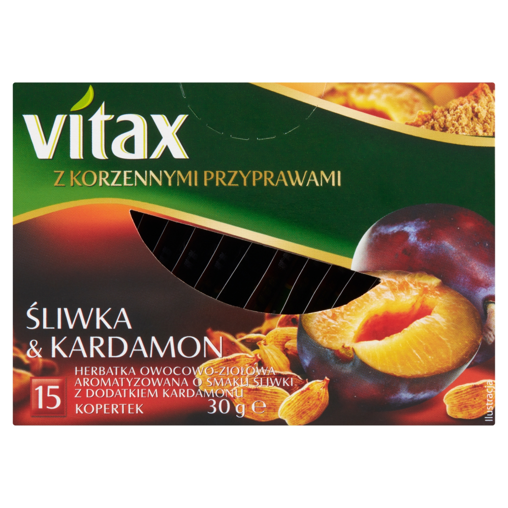 Чай "Vitax", 15 пакетиков x2 г, фруктовый, с вкусом сливы и кардамоном