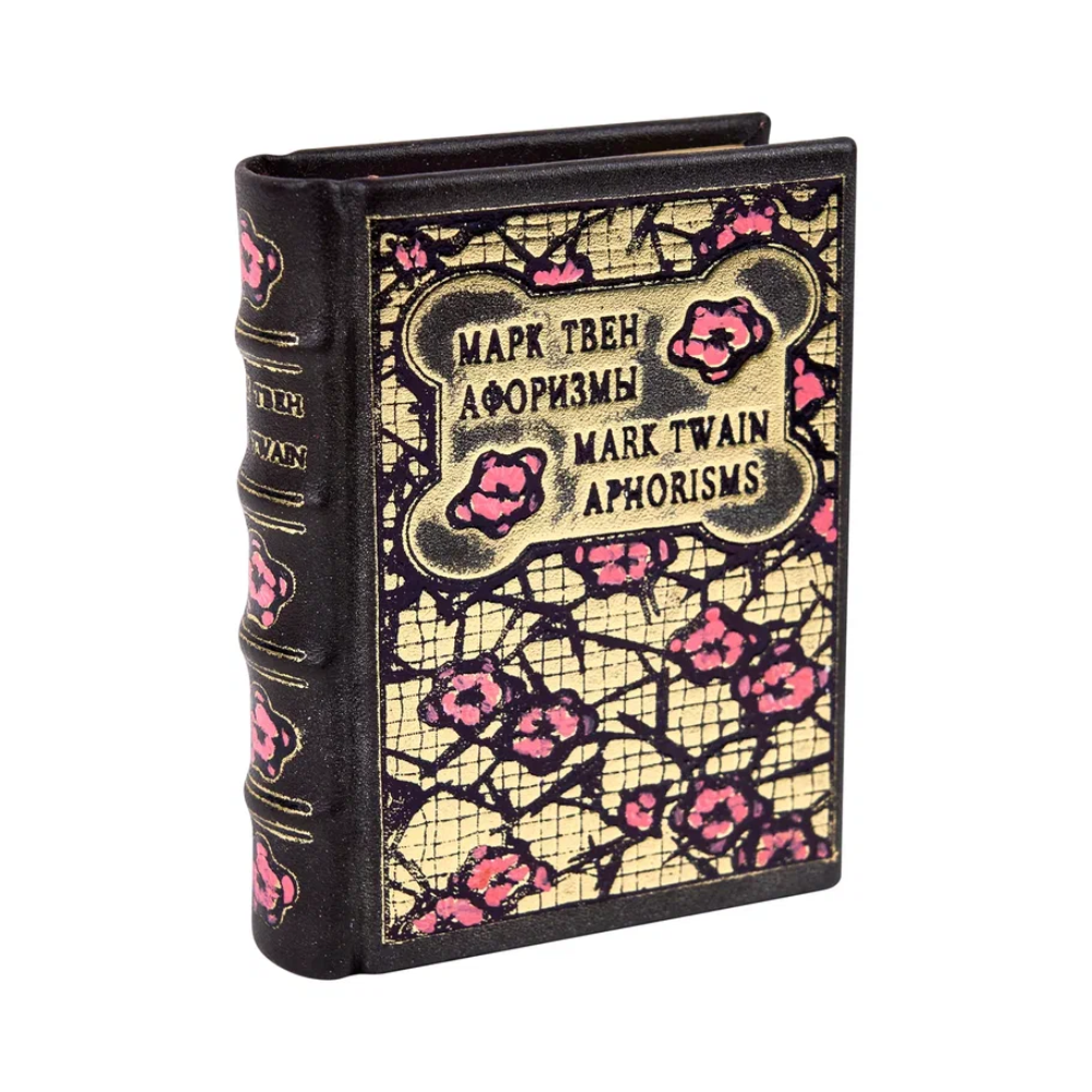 Книга-мини "Афоризмы", Марк Твен, натуральная кожа, 65х90 мм, ассорти