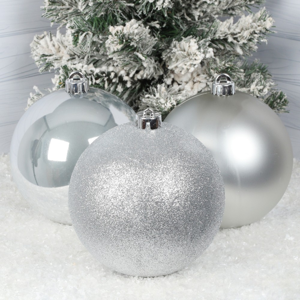 Шар елочный "212433", 15 см, пластик, ассорти, 3шт/уп. - 5