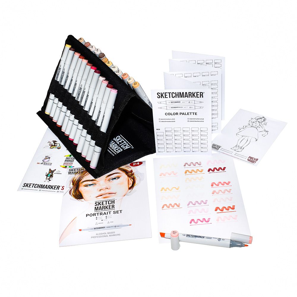 Набор маркеров перманентных двусторонних "Sketchmarker Portrait Set", 24 шт. - 2