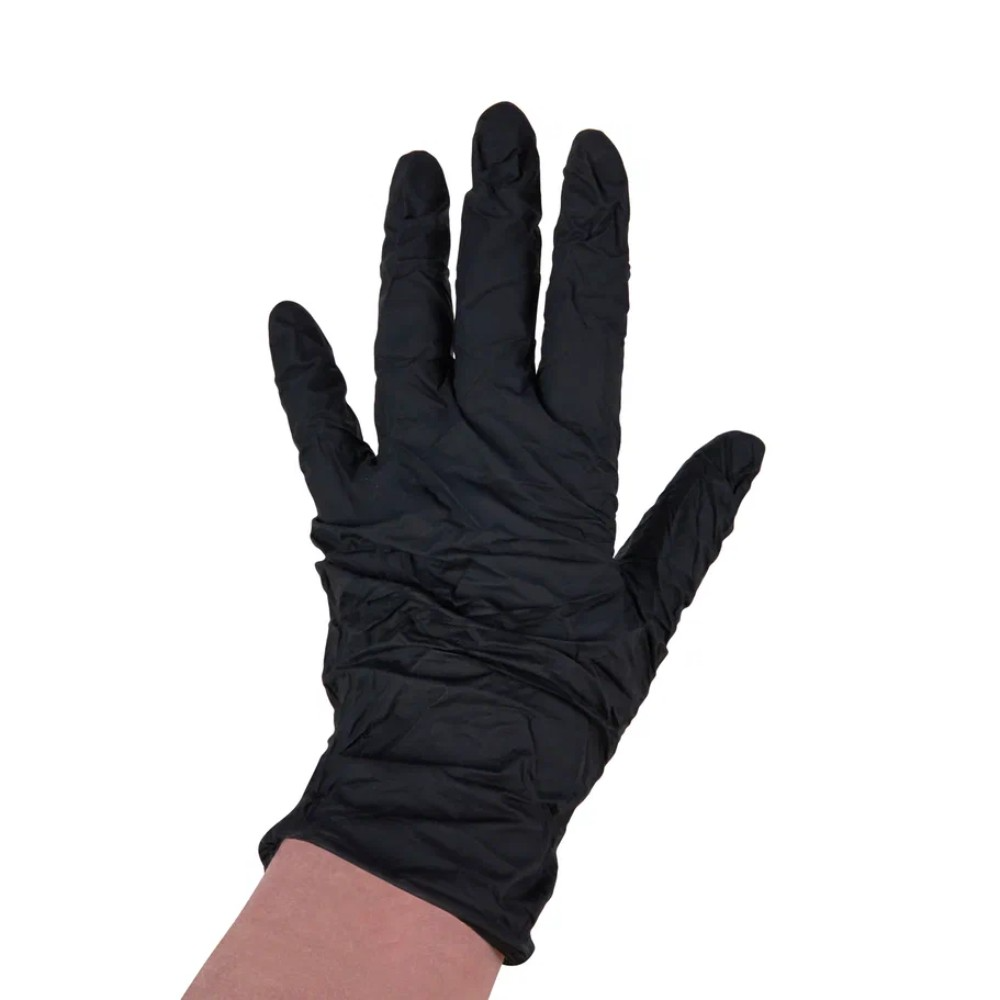 Перчатки нитриловые неопудренные одноразовые BVB, р-р XL, 100 шт./уп., черный - 3