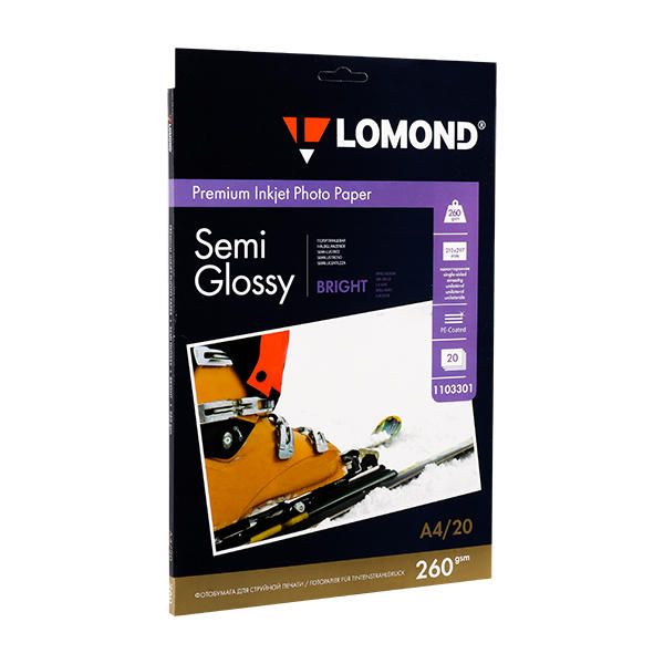Фотобумага полуглянцевая тепло-белая для струйной фотопечати "Lomond"