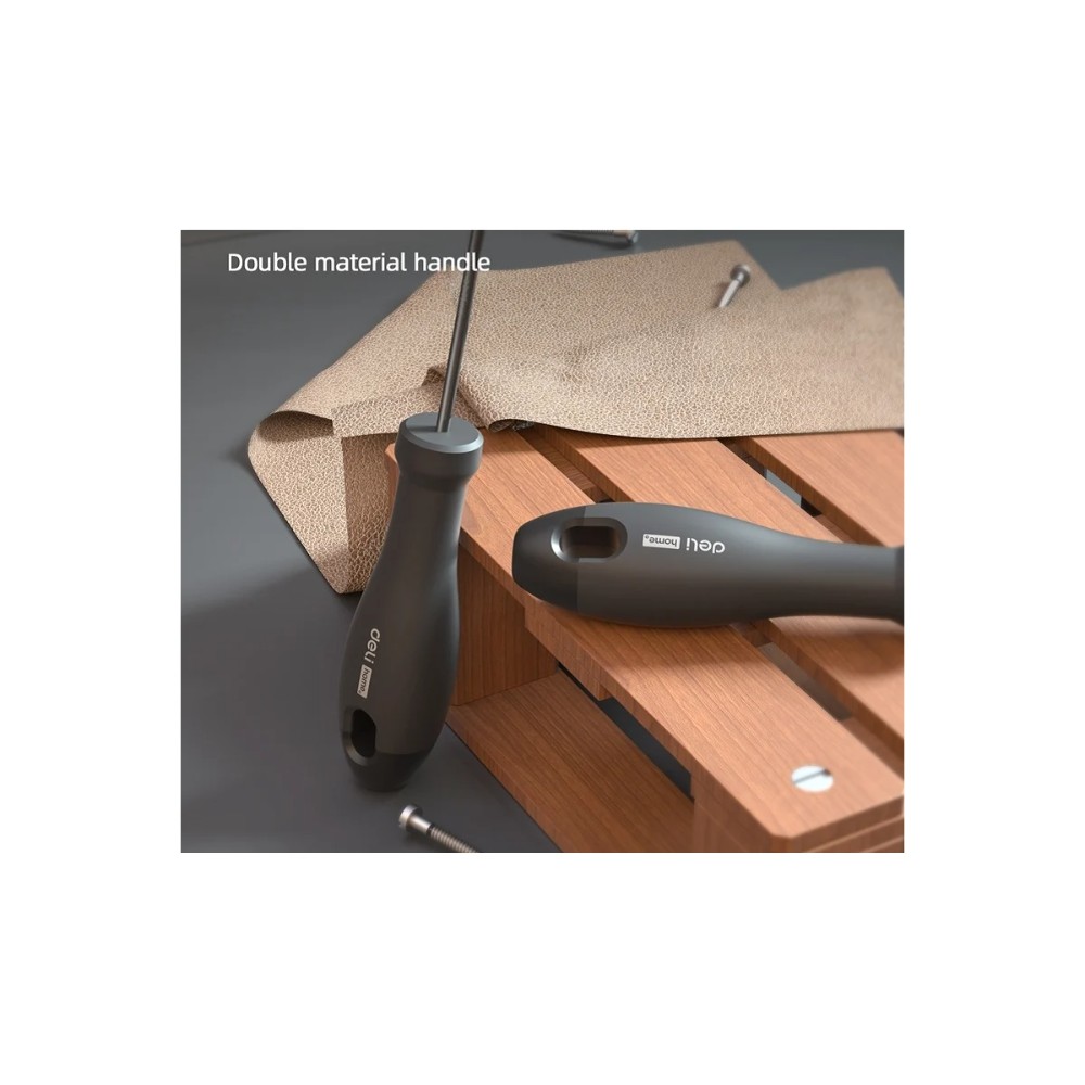 Отвертка Deli HS EHT1105, SL5х100 мм, Soft Touch, черный - 4