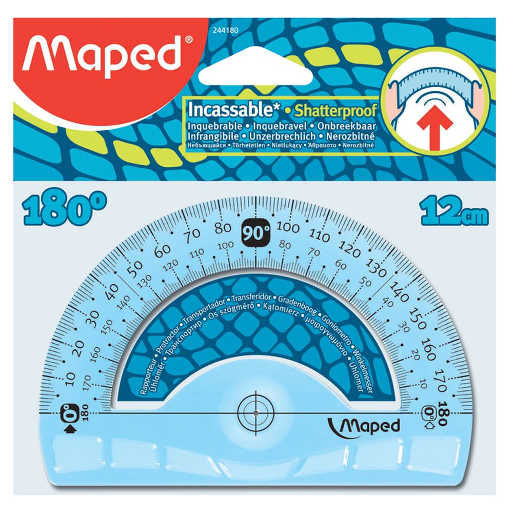 Транспортир Maped "Flex" 180°, 12 см, ассорти - 4