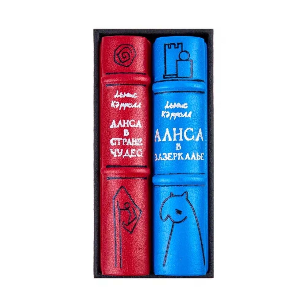 Комплект из 2-х книг-мини "Приключения Алисы", Льюис Кэрролл, в футляре, 65х95 мм, ассорти