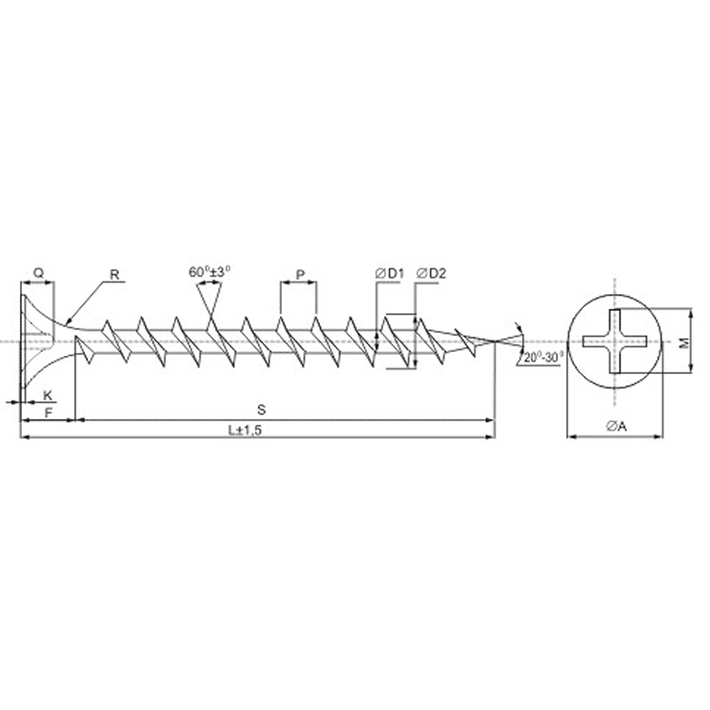 Саморез 4.8х152 мм для монтажа ГКЛ к дереву, фосфат, 200 шт. - 2