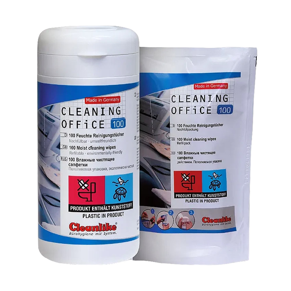 Салфетки чистящие для техники "Cleanlike" в тубе, 100 шт, спиртовые