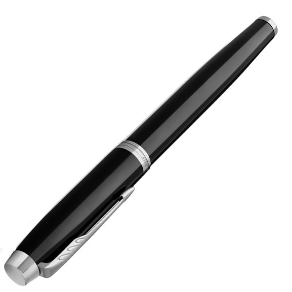 Ручка перьевая "Parker IM Black Lacquer CT", F, черный, серебристый, патрон синий - 4