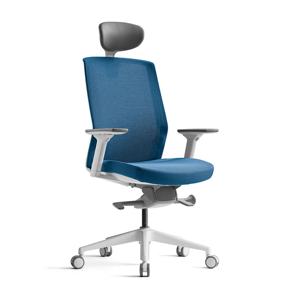 Кресло для руководителя BESTUHL "J1", сетка, ткань, пластик, голубой