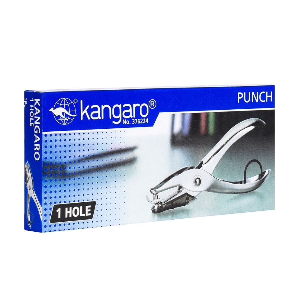 Дырокол Kangaro "One Hole", 10 листов, металлик