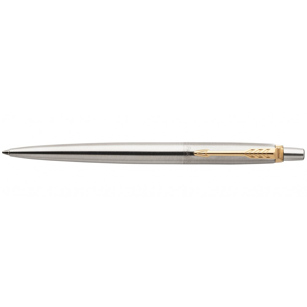 Ручка шариковая автоматическая "Parker Jotter Stainless Steel GT", 0.7 мм, серебристый, золотистый, стерж. синий
