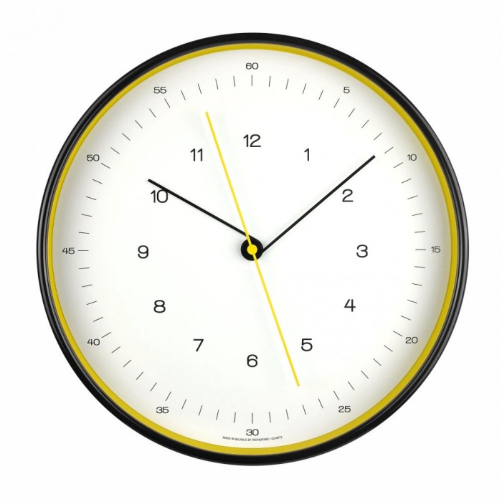 Часы настенные круглые "777707216", пластик, черный, желтый