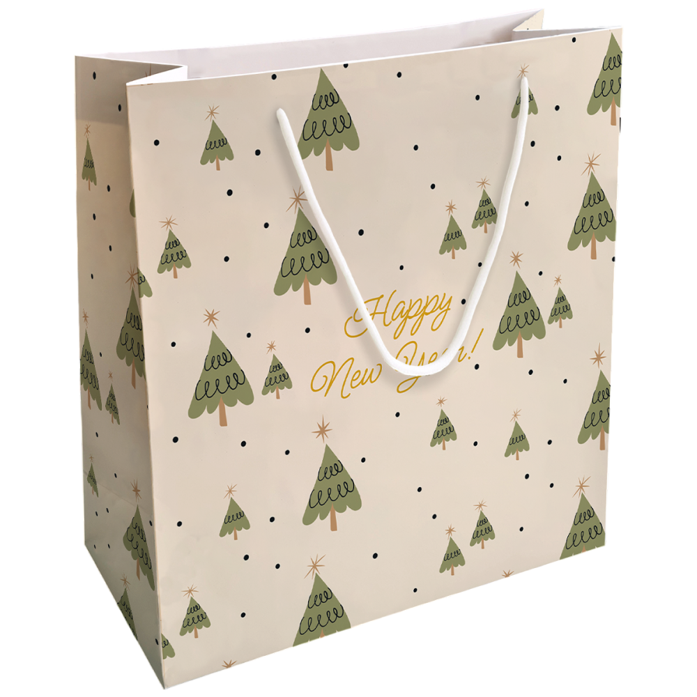 Пакет бумажный подарочный "Елки", 32х32х12 см