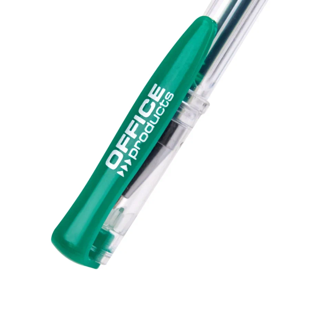 Ручка гелевая "Office Products", 0.5 мм, прозрачный, стерж. зеленый - 4