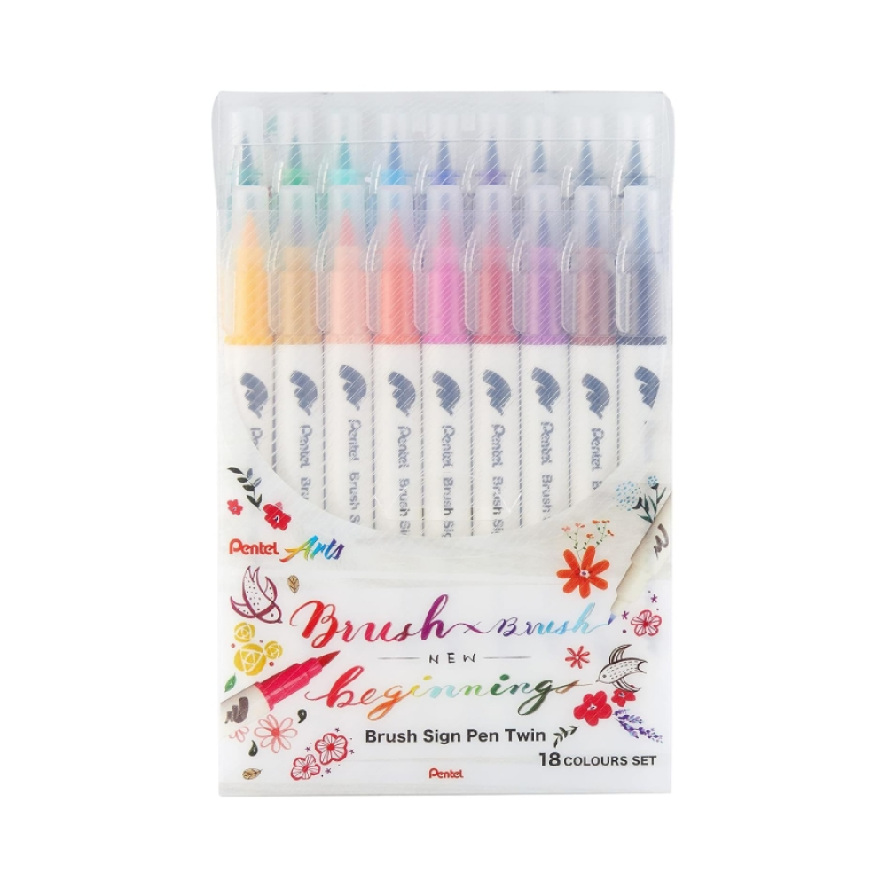 Маркер-кисть "Brush Sign pen twin", 18 шт