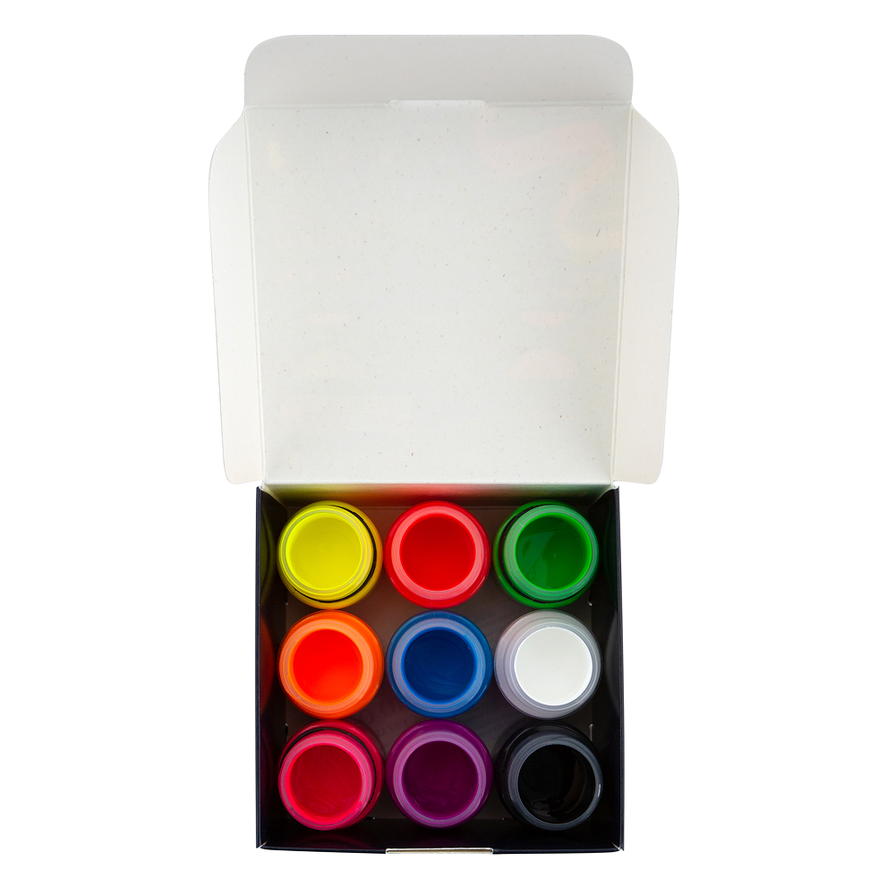 Краска акриловая по ткани "Декола неон", набор 9 цветов, 20 мл, банки - 5