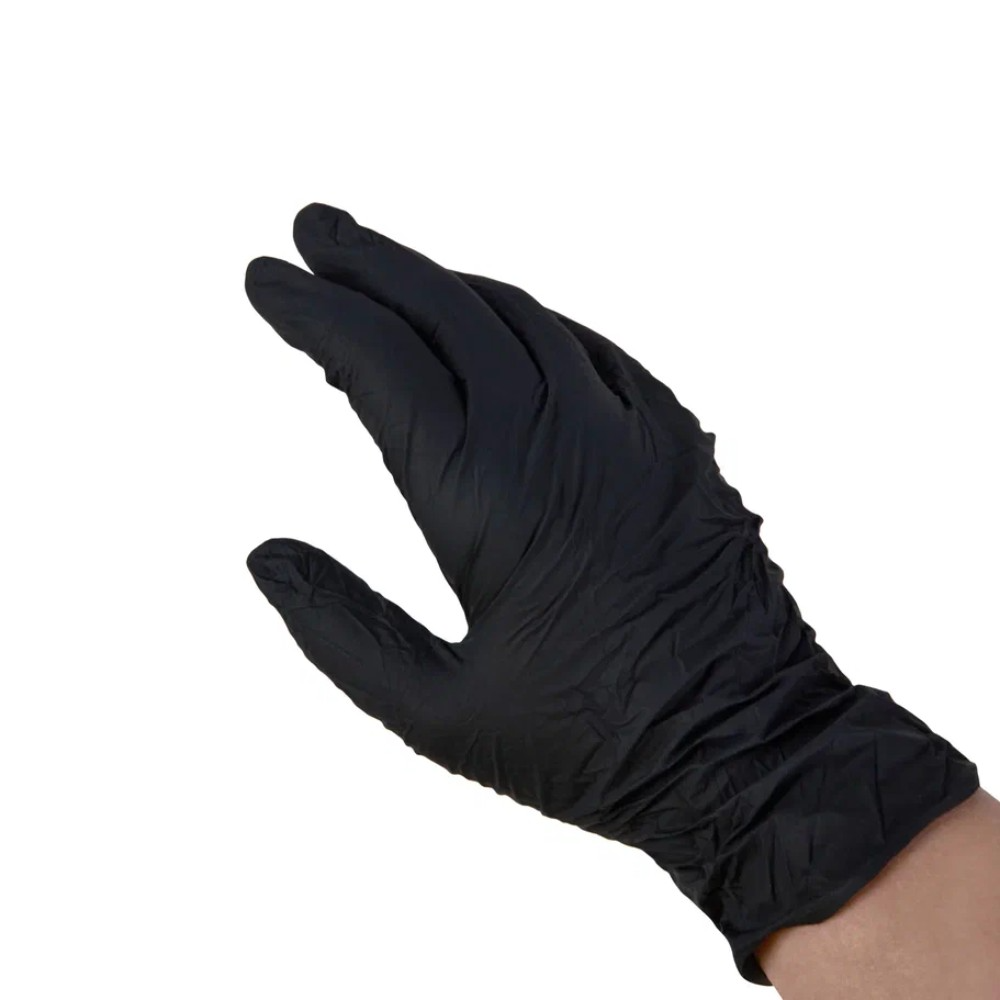 Перчатки нитриловые неопудренные одноразовые BVB, р-р XL, 100 шт./уп., черный - 4