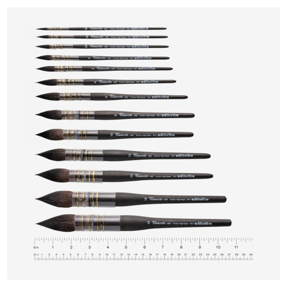 Кисть д/рисования "Tintoretto" синтетика, имитация белки, круглая, заостренная №10 - 3