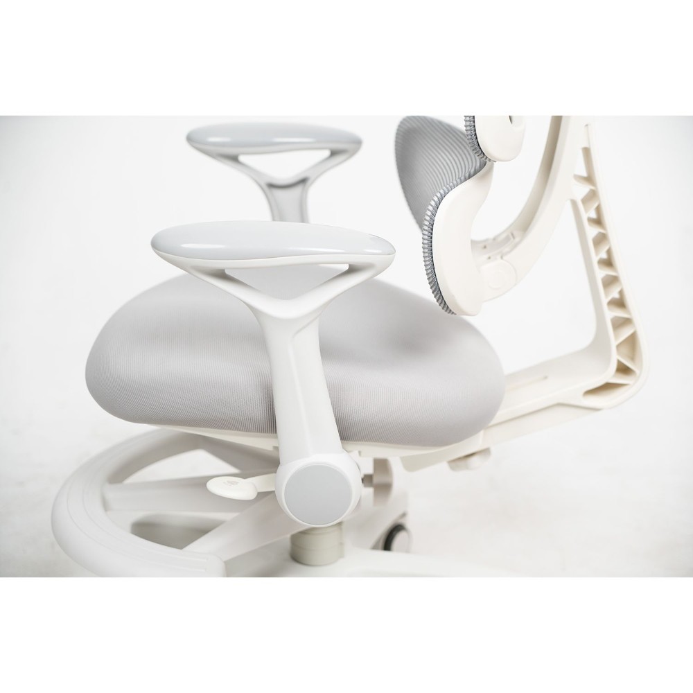 Кресло детское Ergosmart Antey, ткань, пластик, корпус белый, подставка для ног, с чехлом розовым, серый - 6