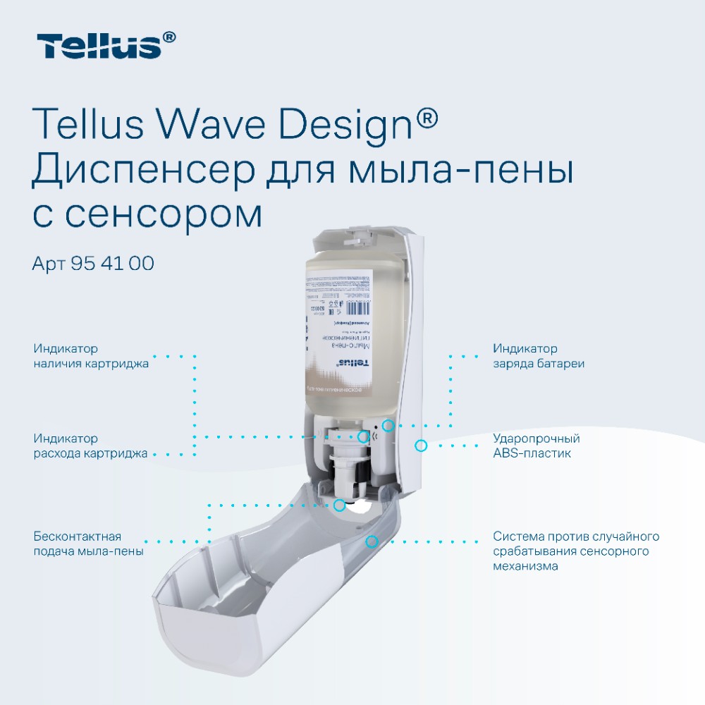 Диспенсер Tellus для мыла-пены, сенсорный, белый, SC4 - 12
