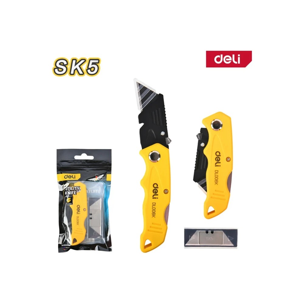 Нож строительный складной Deli YS EDL006K, 19 мм, трапеция - 2