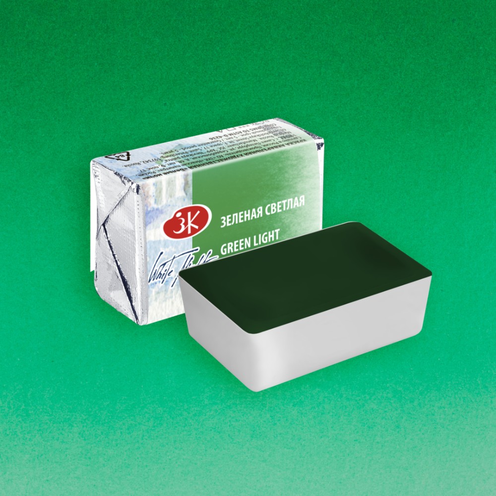 Краски акварельные "Белые ночи", 717 зеленая светлая, кювета - 2