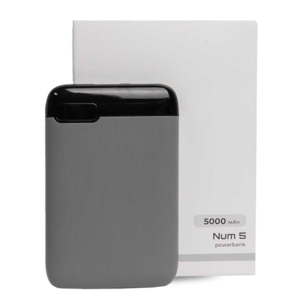 Внешний аккумулятор Power Bank "Num 5", 5000 mAh, серый - 5