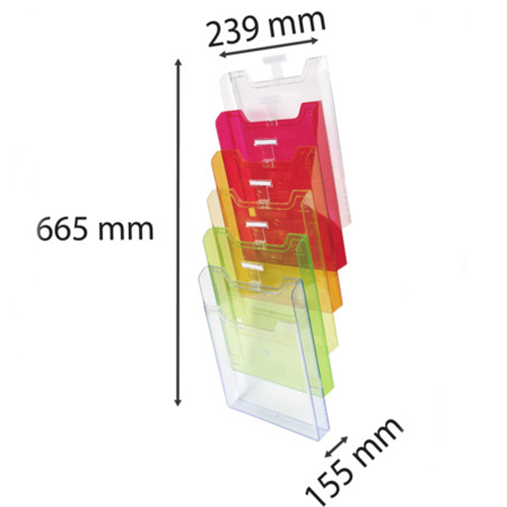 Модуль настенный "Exacompta", 6 отделений, вертикальный, прозрачный, разноцветный - 2