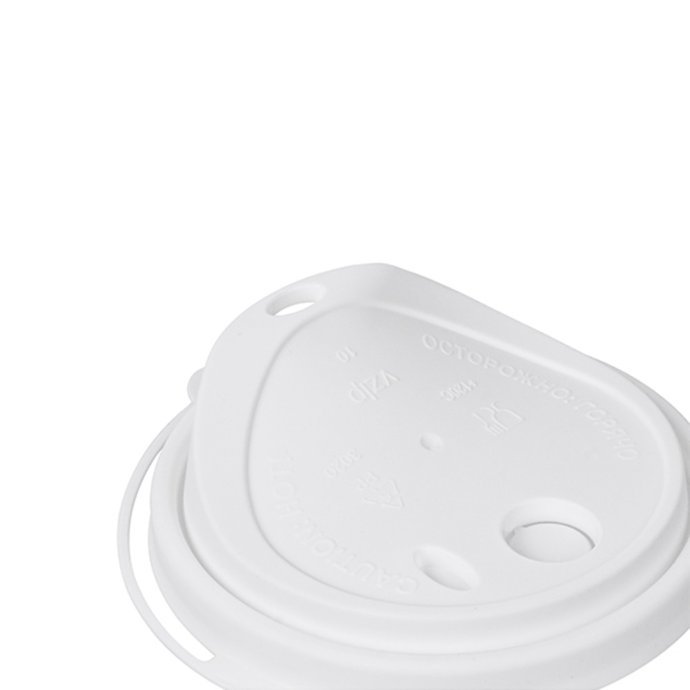 Крышка пластиковая для стаканов d=80 мм, для горячих напитков, 50 шт/упак, флип-топ, белый - 3