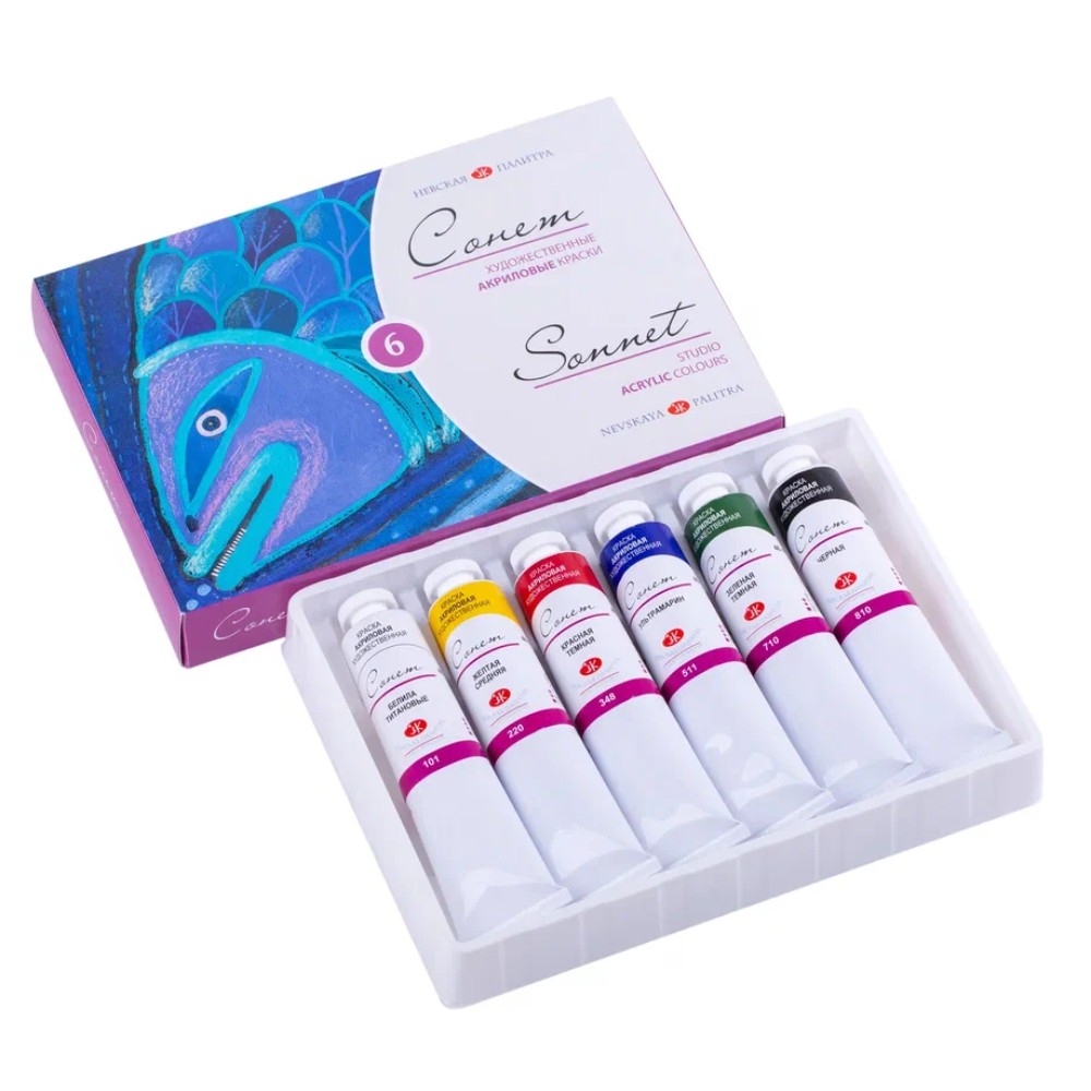 Краски акриловые "Сонет", набор 6 цветов