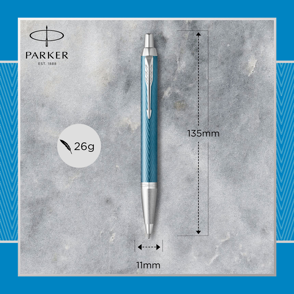 Ручка шариковая автоматическая Parker "IM Premium Blue Grey CT", 1.0 мм, синий, серый, стерж. синий - 3