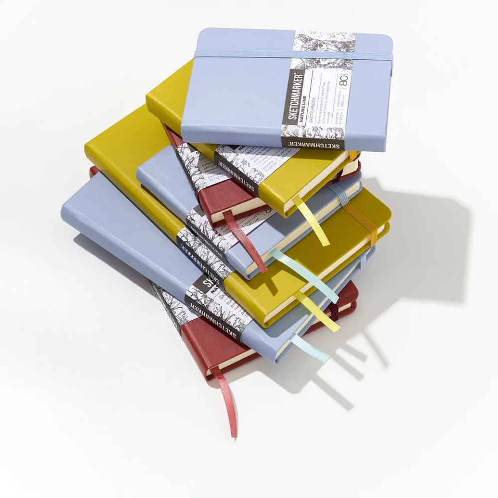 Скетчбук "Sketchmarker", 9х14 см, 140 г/м2, 80 листов, горчичный - 9