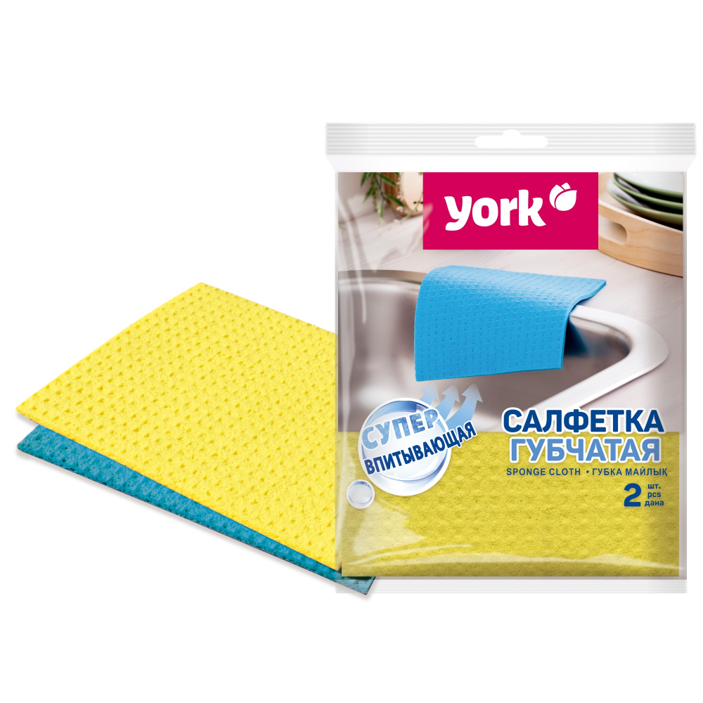 Салфетка губчатая целлюлозная York 18x20 см