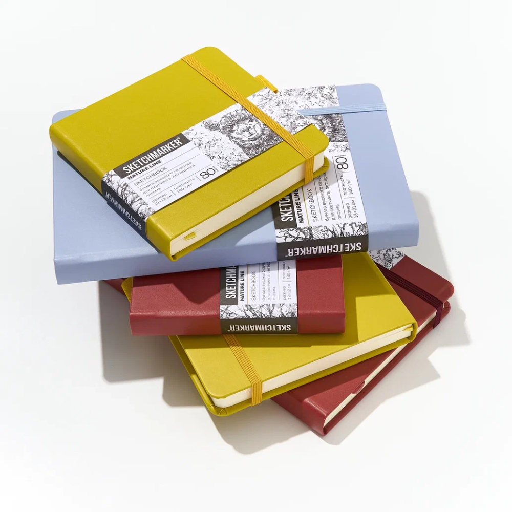 Скетчбук "Sketchmarker", 9х14 см, 140 г/м2, 80 листов, горчичный - 11