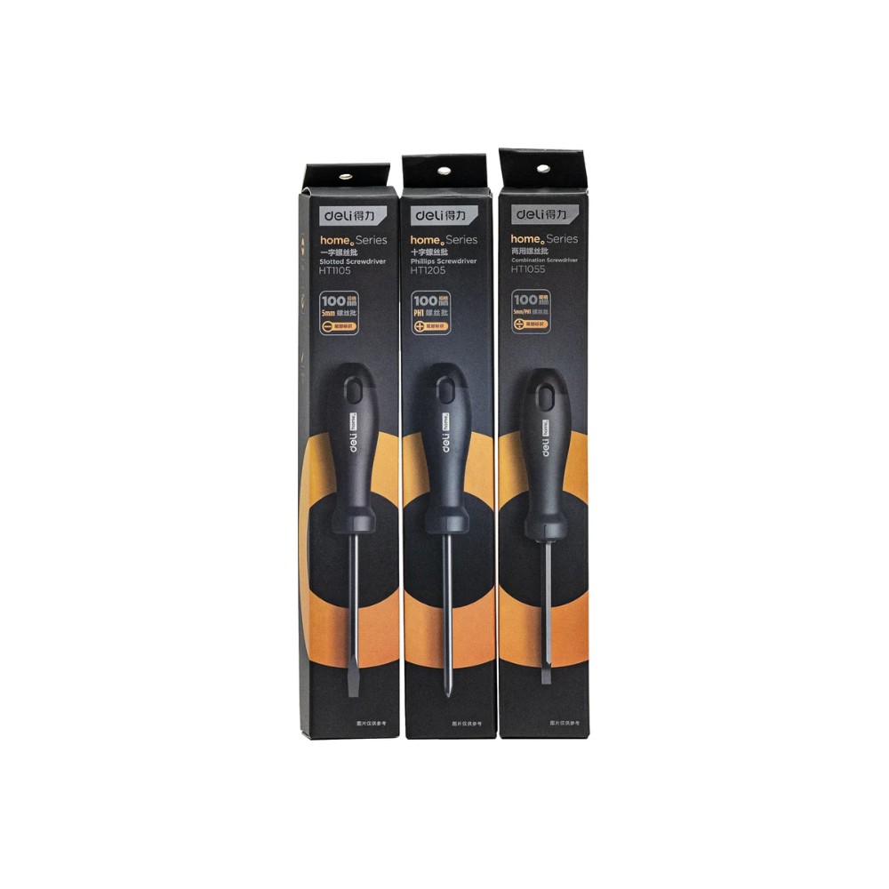 Отвертка Deli HS EHT1105, SL5х100 мм, Soft Touch, черный - 2