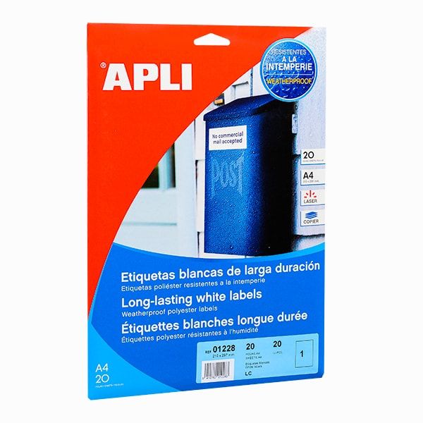 Влагоустойчивые белые этикетки из полиэстера "Apli"