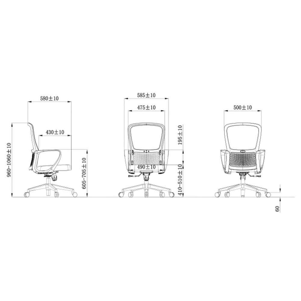Кресло компьютерное SitZone U-069B, сетка, ткань, пластик, черный - 5