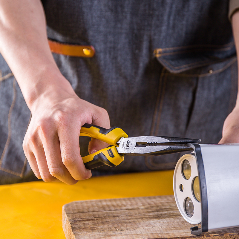 Длинногубцы Deli "EDL2108", 200 мм, желтый, черный - 4