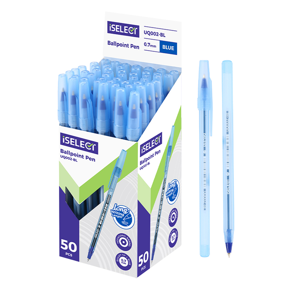 Ручка шариковая "iSelect", 0.7 мм., пластик, прозрачный синий, стерж. синий - 2