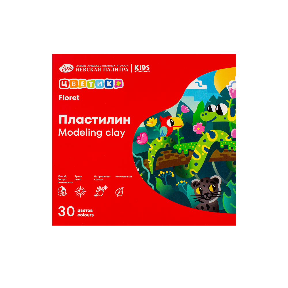 Пластилин "Цветик", 30 цветов 