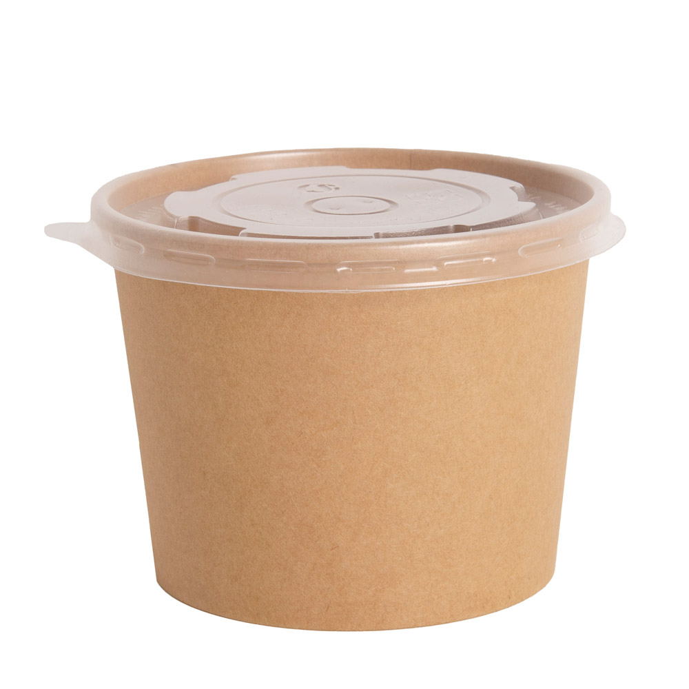 Контейнер бумажный для супа с крышкой, 520 мл