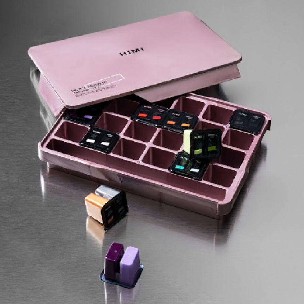 Краски акриловые"Himi Jelly Cup", набор 48 цветов, 12 мл, кювета, пластиковый футляр - 8