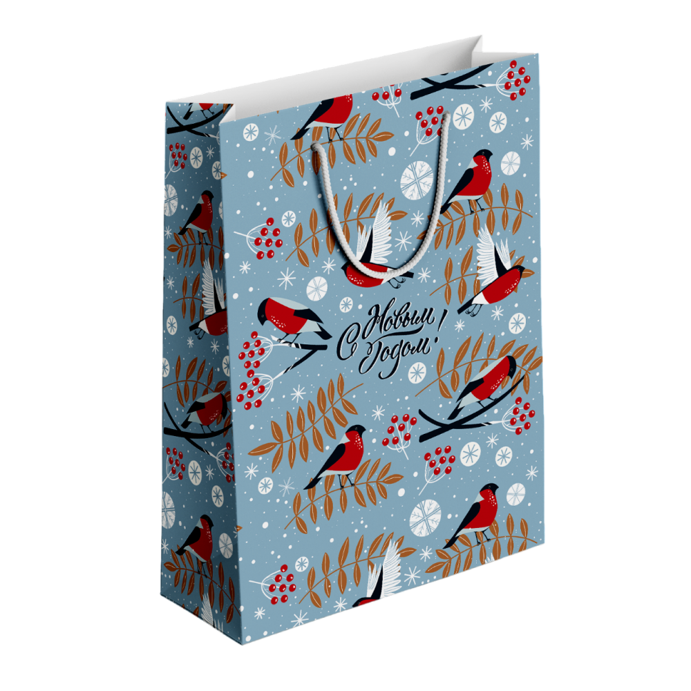 Пакет бумажный подарочный "Frost. Снегири"